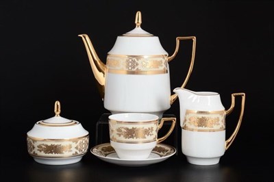 Чайный сервиз Thun Луиза Золотая роза 6 персон 17 предметов - фото 18311