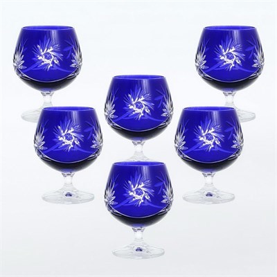 Набор бокалов для бренди синий Bohemia Цветной хрусталь 250 мл(6 шт) - фото 19447