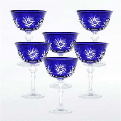 Набор бокалов для мартини синий Bohemia Цветной хрусталь 200 мл(6 шт) - фото 19452