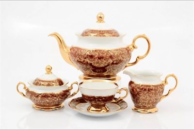 Чайный сервиз на 6 персон 17 предметов Красный лист Sterne porcelan - фото 19817