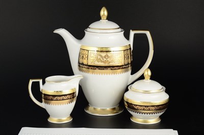 Кофейный набор из 3 предметов Falkenporzellan Diadem Black Creme Gold - фото 20409
