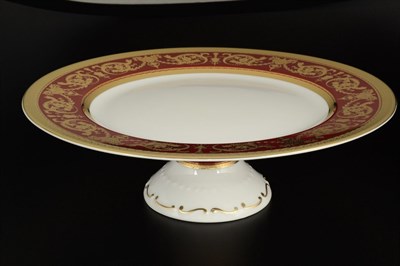 Тарелка для торта на ножке Falkenporzellan Imperial Bordeaux Gold 32см - фото 20439