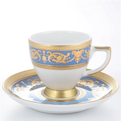Набор кофейных пар Falkenporzellan Imperial Blue Gold 110мл(6 пар) - фото 21141