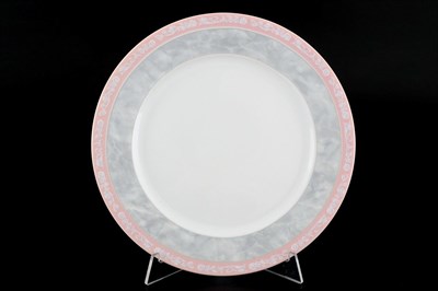Набор тарелок Thun Яна Серый мрамор с розовым кантом 21см (6 шт) - фото 21513