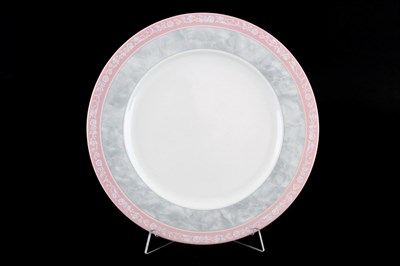 Набор тарелок Thun Яна Серый мрамор с розовым кантом 25 см (6 шт) - фото 21514
