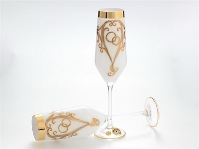 Свадебный набор из 2-х бокалов для шампанского белая - фото 21621