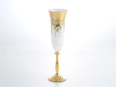 Анжела набор фужеров для шампанского AS Crystal лепка золотая 190 мл (6 шт) - фото 21862