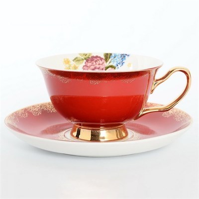 Набор чайных пар красный Royal Classics 12 предметов 220мл - фото 22111
