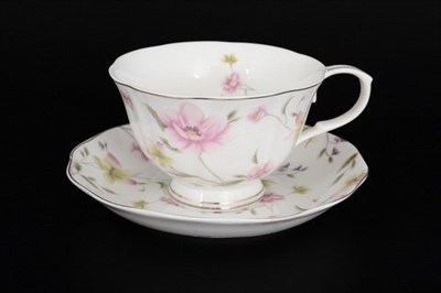 Набор чайных пар 6шт Розовые цветы - фото 22834