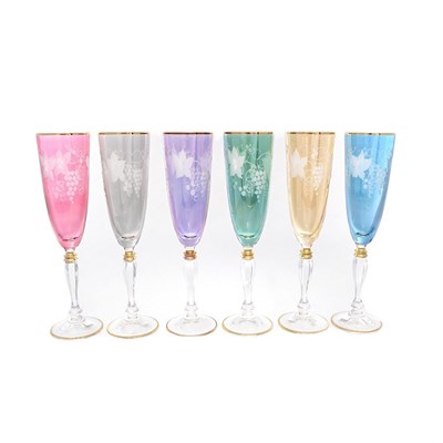 Набор фужеров для шампанского Art Decor синий (6 шт)200мл - фото 24406