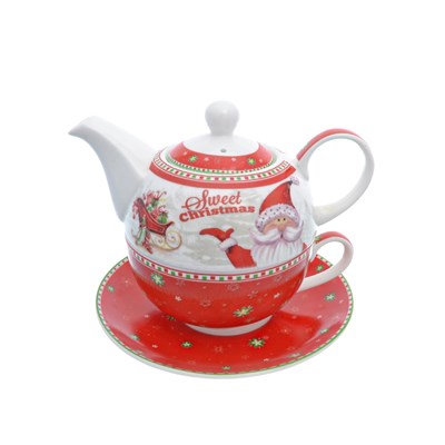 Набор Christmas time 3 предмета (заварочный чайник + чашка + блюдце) Royal Classics - фото 26383