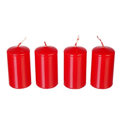 Набор свечей Adpal Red (4 шт) 7/4 см лакированный красный - фото 27206