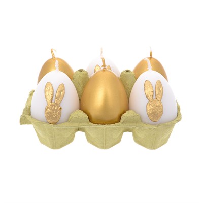 Набор свечей Adpal Пасхальные яйца (6 шт) 6/4,5 см металлик - фото 28212