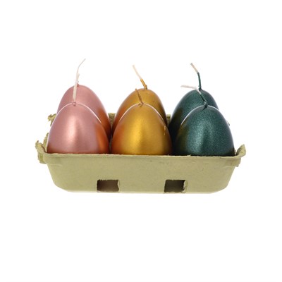 Набор свечей Adpal Пасхальные яйца (6 шт) 6/4,5 см металлик - фото 28216