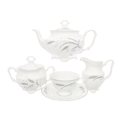 Чайный набор Серебряные колосья Repast классическая чашка (15 предметов на 6 персон) - фото 30620