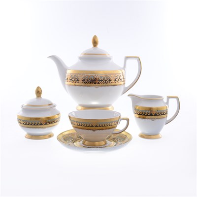 Чайный сервиз Falkenporzellan Arabesque Seladon Gold 6 персон 17 предметов - фото 33416