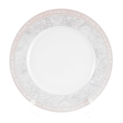Набор тарелок Thun Яна Серый мрамор с розовым кантом 26см(6 шт) - фото 33921