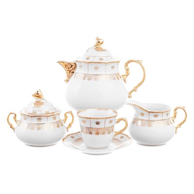 Чайный сервиз Thun Менуэт Золотой орнамент Натали 6 персон 17 предметов - фото 36567