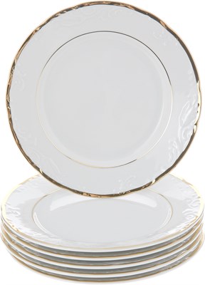 Набор тарелок десертная 17 см 6 штук; "Tulip", Белоснежный тюльпан, золотые держатели - фото 39222