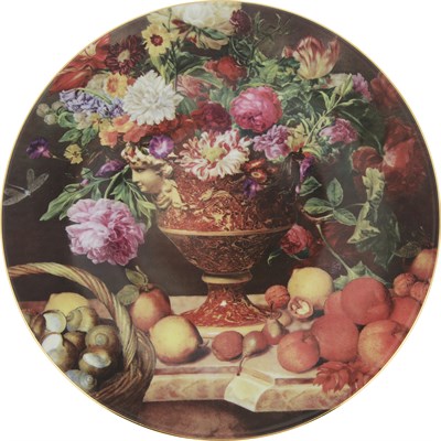 Тарелка настенная 27 см; декор "Натюрморт с цветами" - фото 39565