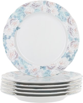 Набор тарелок десертная "Rose" 19 см 6 штук; декор "Голубая роза" - фото 39656