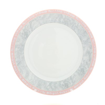 Набор тарелок мелких 21 см 6 штук; "Jana", декор "Серый мрамор с розовым кантом" - фото 39714