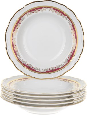 Набор тарелок глубокая 23 см  6 штук; "Marie-Louise", декор "Красная лилия" - фото 39749