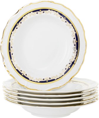 Набор тарелок глубокая 23 см 6 штук; "Marie-Louise", декор "Синяя лилия" - фото 39776