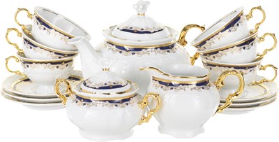 Чайный сервиз на 6 персон Thun Мария Луиза Синяя лилия 15 предметов - фото 39782