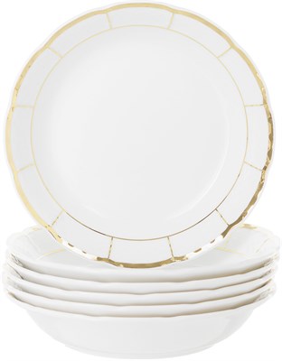 Набор тарелок COUPSOUP 19 см  6 штук; "Menuet", декор "Отводка золото, золотые держатели" - фото 39907