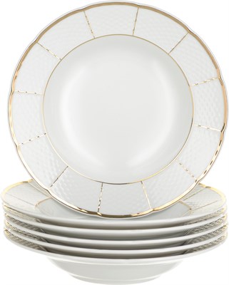Набор тарелок глубокая 23 см 6 штук; "Menuet", декор "Отводка золото, золотые держатели" - фото 39909