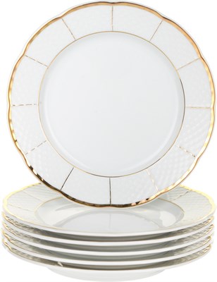 Набор тарелок десертных 19 см Thun Menuet Отводка золото, золотые держатели (6 шт) - фото 39913