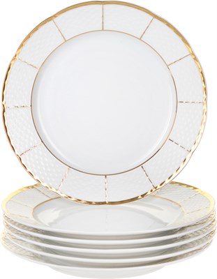 Набор тарелок мелкая 24 см 6 штук; "Menuet", декор "Отводка золото, золотые держатели" - фото 39915
