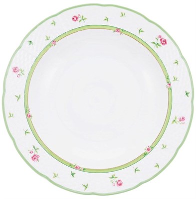 Набор тарелок глубокая 23 см 6 шт; "Menuet", декор "Роза, зеленая отводка" - фото 39950