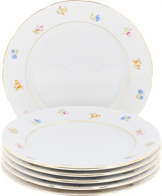 Набор тарелок десертная 19 см 6 штук; "Natalie", декор "Мелкие цветы, отводка золото" - фото 40019