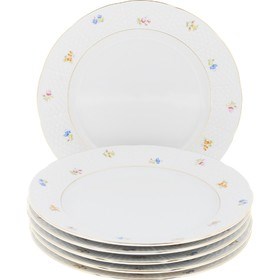Набор тарелок десертная 17 см 6 штук; "Natalie", декор "Мелкие цветы, отводка золото" - фото 40055