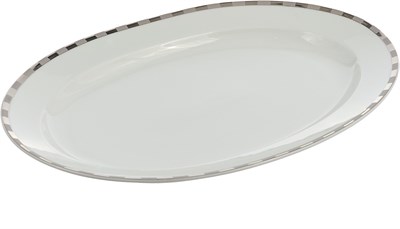 Блюдо овальное "Opal" 32 см; декор "Платиновые пластинки"; отводка платина - фото 40094