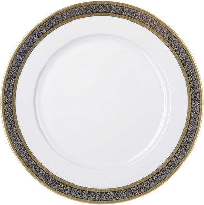 Блюдо круглое мелкое 30 см; "Opal"; декор "Широкий кант платина, золото" - фото 40132