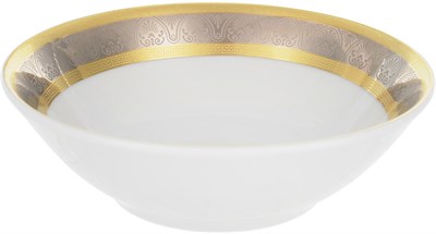 Салатник круглый 13 см; "Opal" декор "Широкий кант платина, золото" - фото 40142