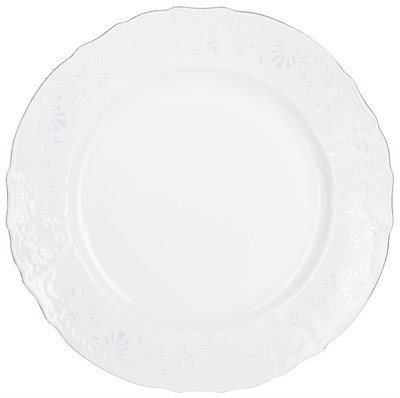 Блюдо мелкое круглое 32 см; "Bernadotte", декор "Деколь, отводка платина" - фото 40246