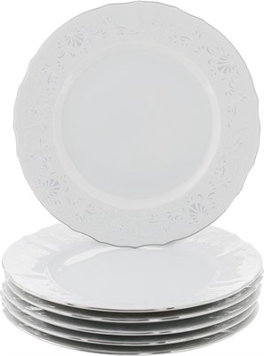 Набор тарелок мелкая 25 см 6 штук; "Bernadotte", декор "Деколь, отводка платина" - фото 40349