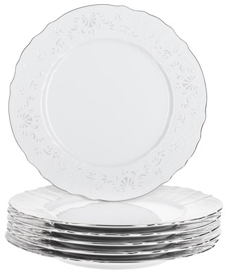 Набор тарелок мелкая 27 см 6 штук; "Bernadotte", декор "Деколь, отводка платина" - фото 40351