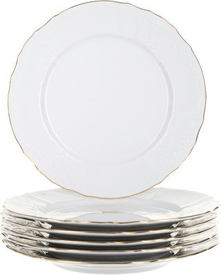 Набор тарелок 25 см 6 штук "Bernadotte", декор "Отводка золото" - фото 40947