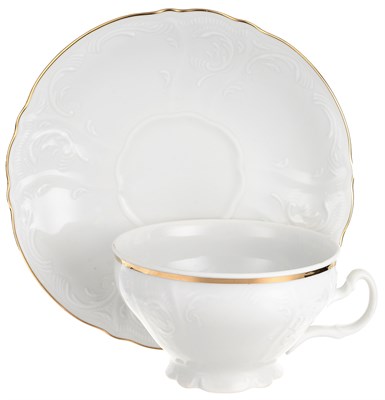 Набор чайных пар 205 мл Bernadotte Отводка золото (6 пар) низкая чашка - фото 40970
