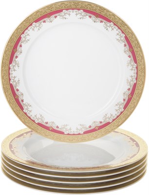 Набор тарелок 21 см, 6 штук; "Christine", декор "Красная лилия" - фото 41010