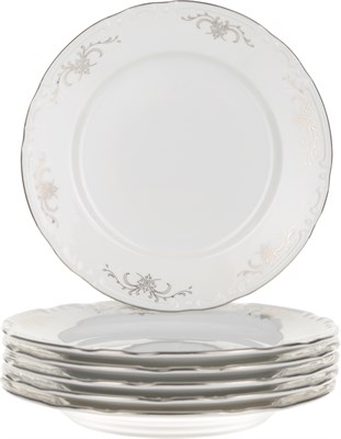 Набор тарелок десертная 17 см 6 штук; "Constance", декор "Серый орнамент, отводка платина" - фото 41196