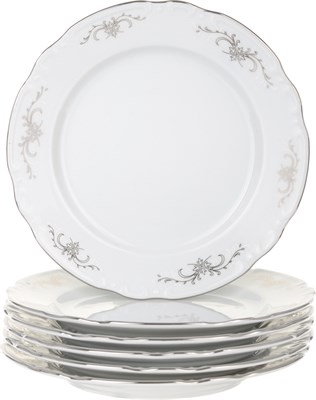 Набор тарелок десертных 19 см Thun Констанция Серый орнамент отводка платина (6 штук) - фото 41198