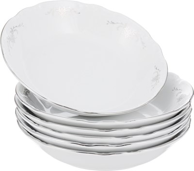 Набор тарелок суповых 19 см Thun Констанция Серый орнамент отводка платина (6 штук) - фото 41262