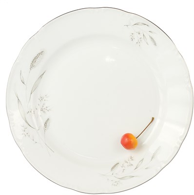 Блюдо мелкое 30 см; "Constance", декор "Серебряные колосья, отводка платина" - фото 41317