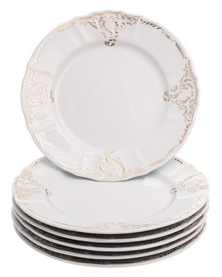 Набор тарелок мелких 25 см 6 шт; "Bernadotte",  декор "Золотой орнамент" - фото 42122